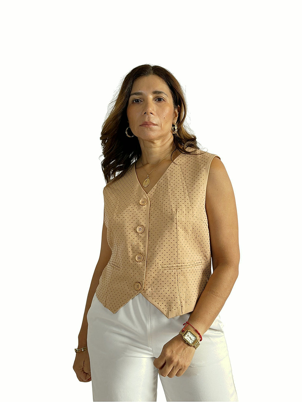 Chaleco Botones Clásico Beige