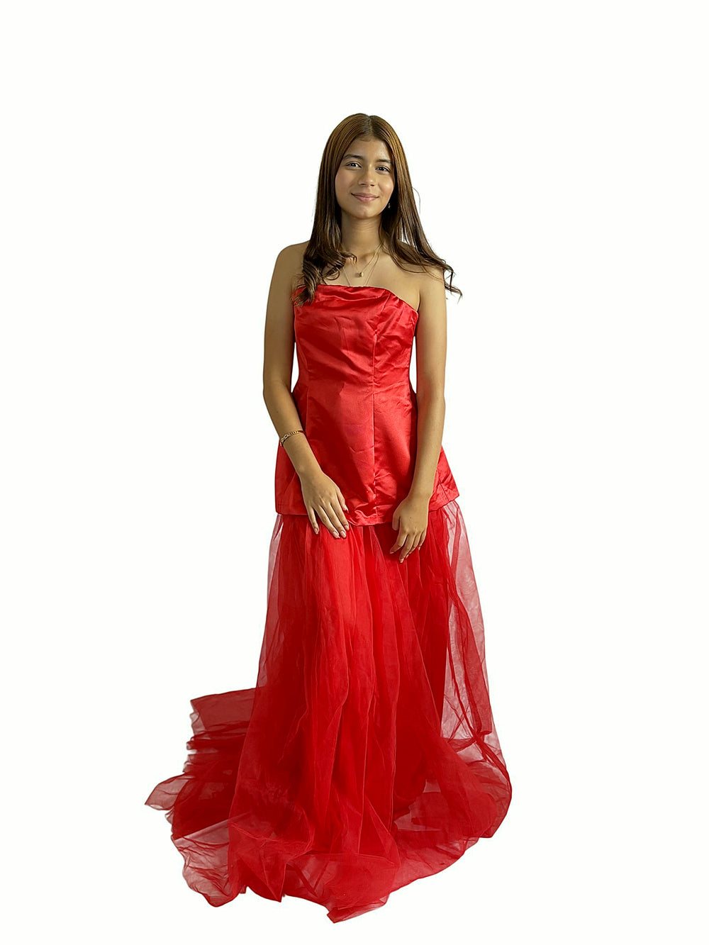 Vestido Gala Cola Rojo
