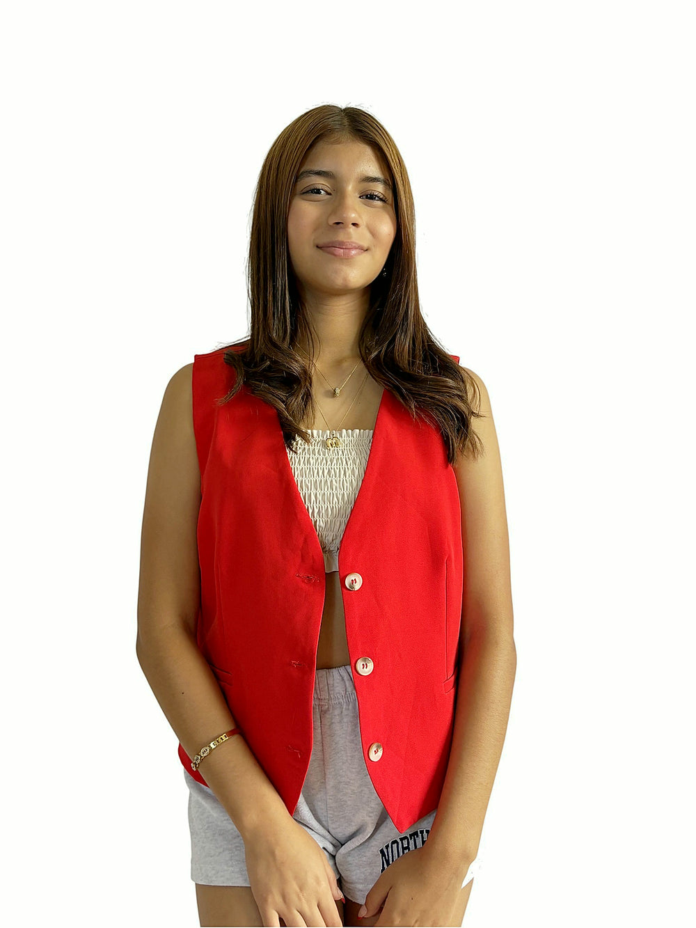 Chaleco Botones Dorados Rojo