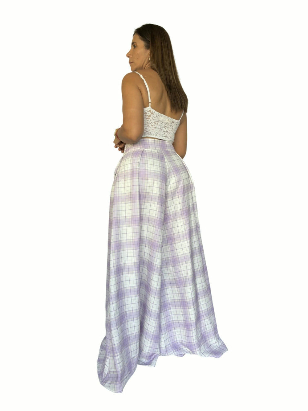 Pantalón Cuadros Lila Morado