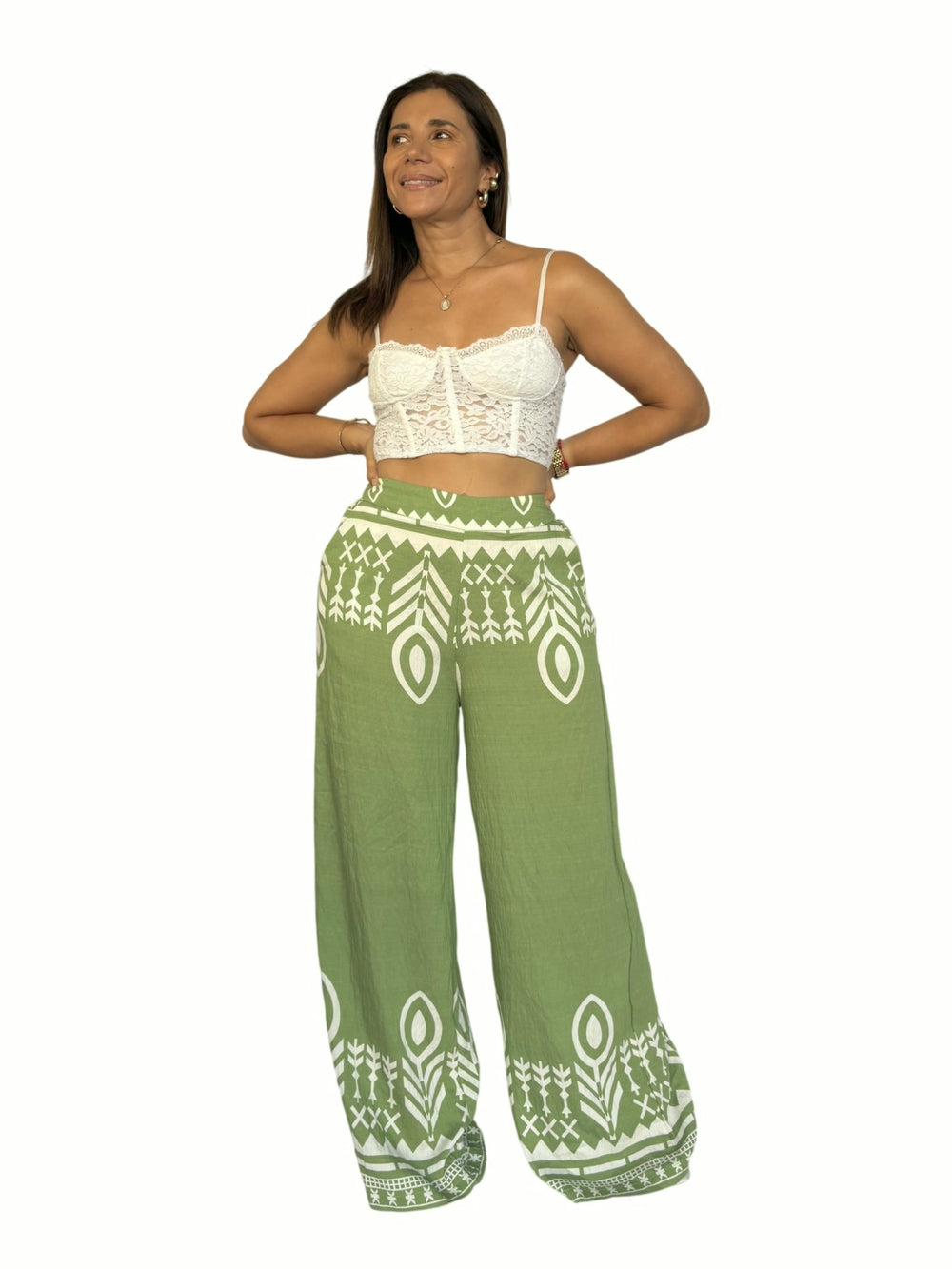 Pantalón Verde Étnico Verde