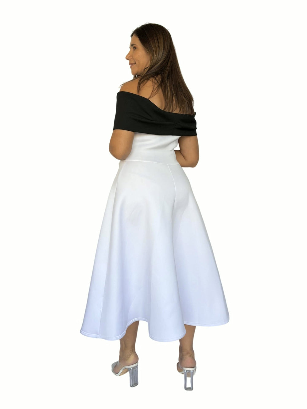 Vestido Midi Blanco Negro Blanco y negro