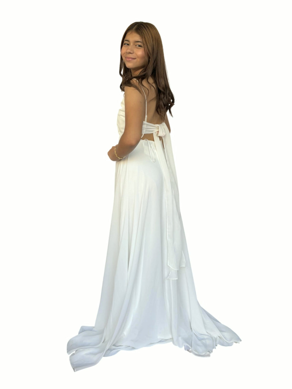 Vestido Largo Blanco Gasa Blanco