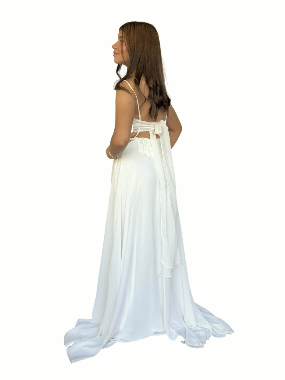 Vestido Largo Blanco Gasa Blanco
