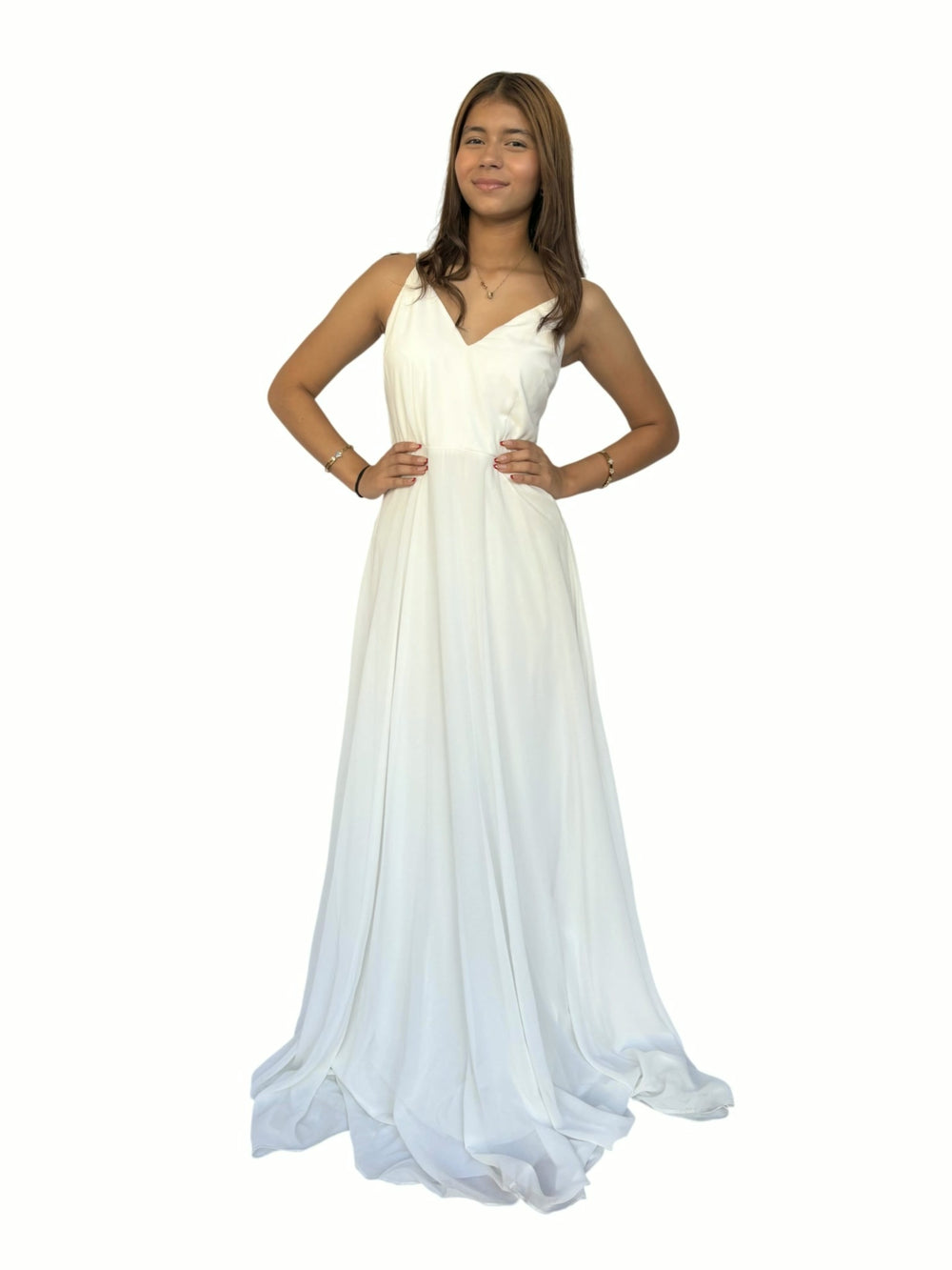 Vestido Largo Blanco Gasa Blanco