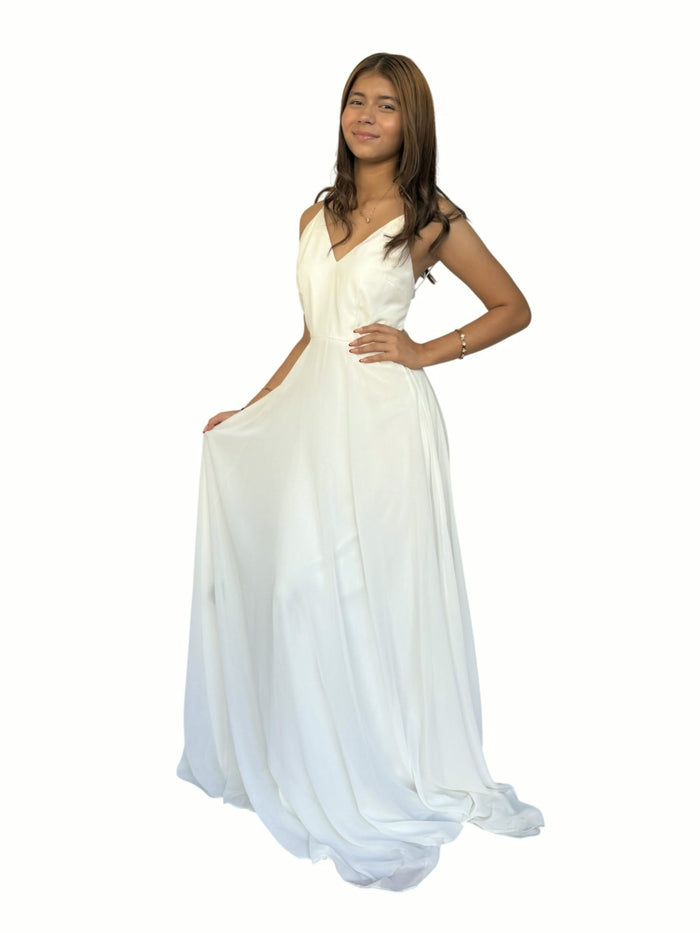 Vestido Largo Blanco Gasa Blanco