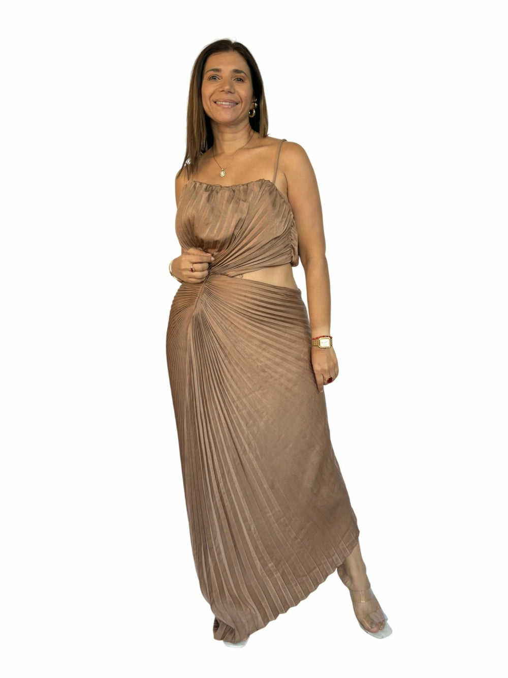 Vestido Plisado Café Café