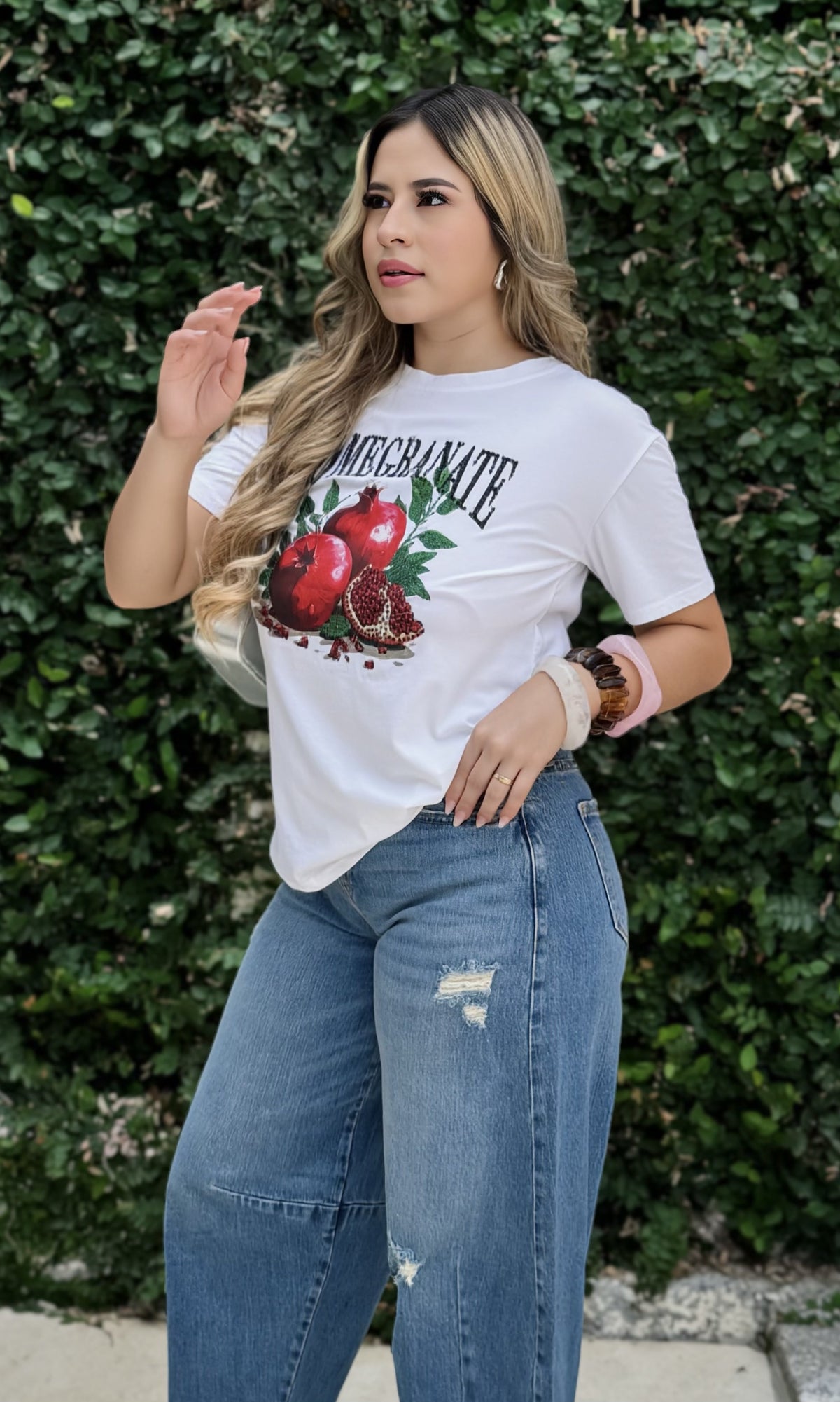 Camiseta Estampado Granadas Blanco