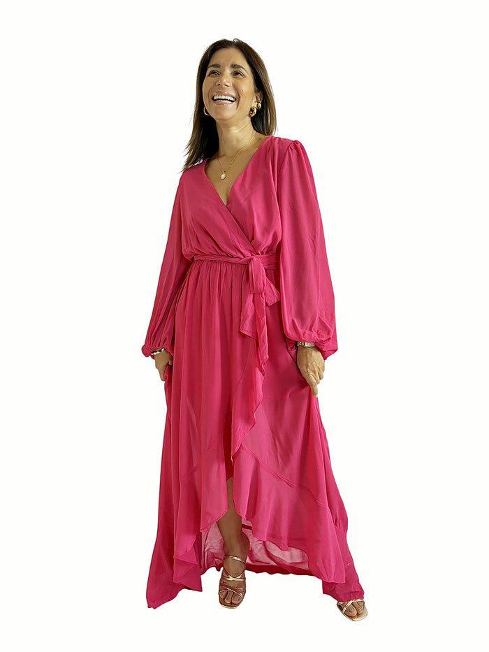 Vestido Fucsia Cruzado