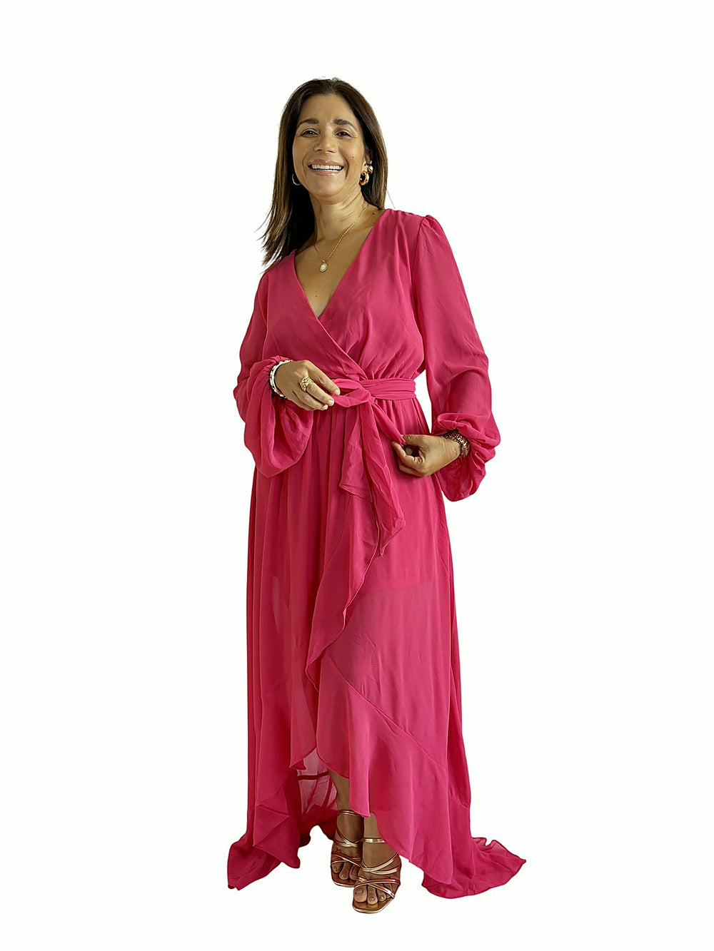 Vestido Fucsia Cruzado Fucsia