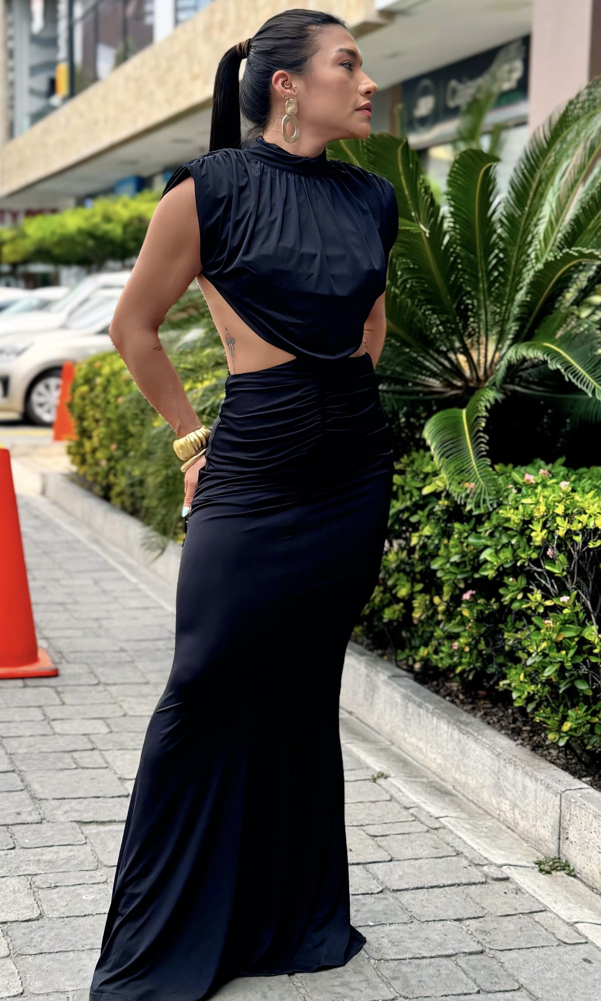 Vestido Largo Espalda Descubierta Negro