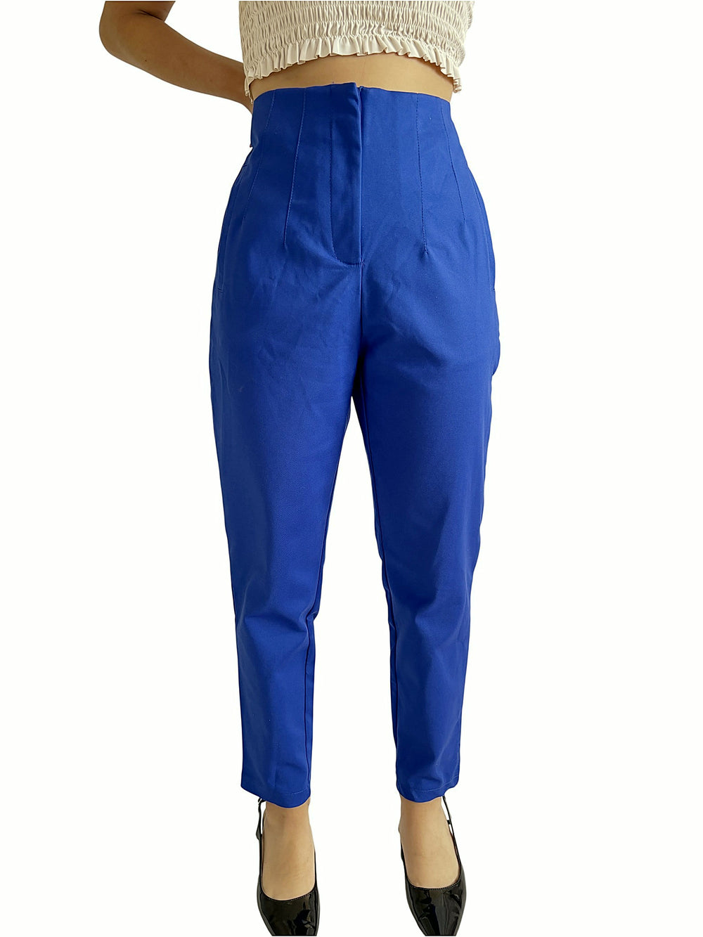 Pantalón Alto Pinzas Azul