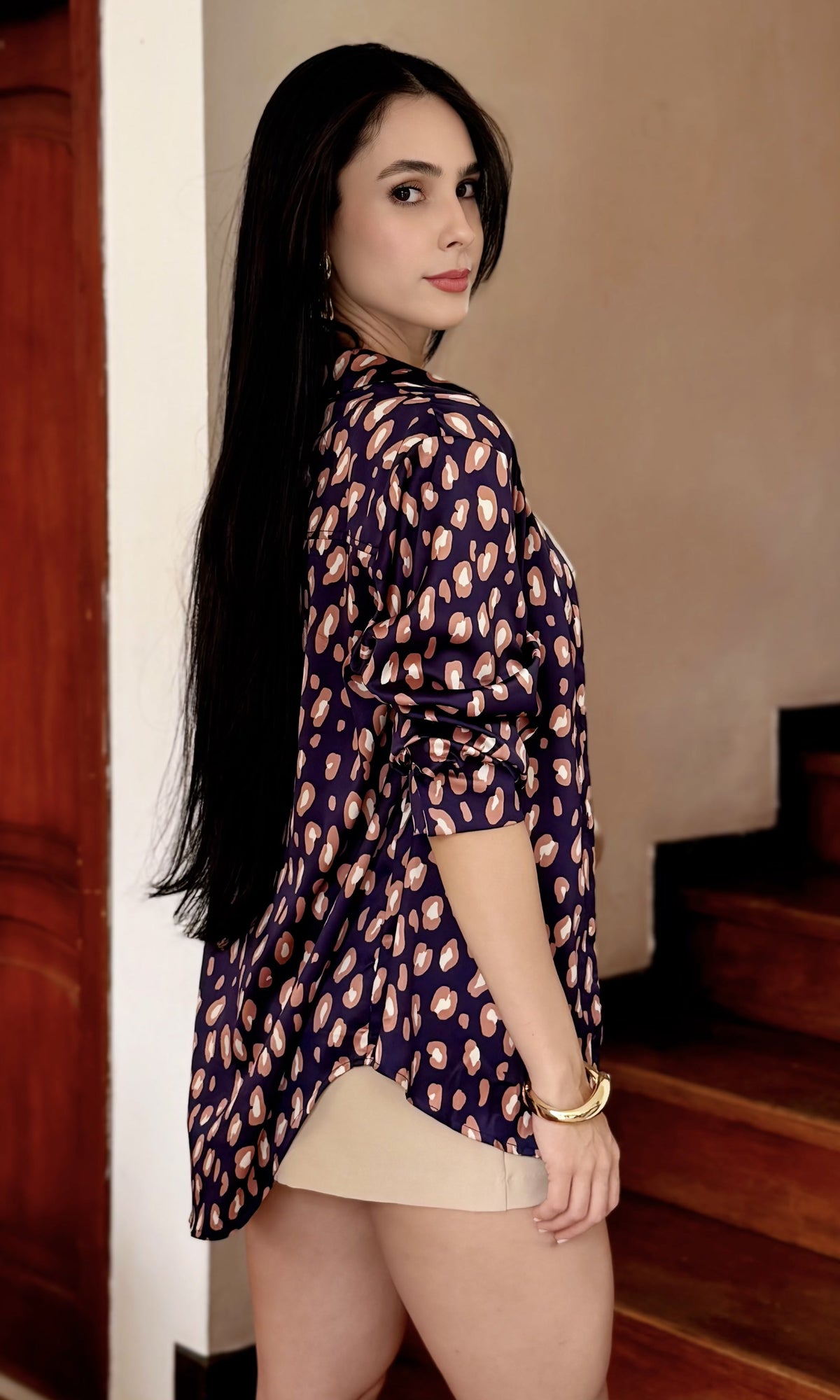 Camisa Estampado Puntos Azul