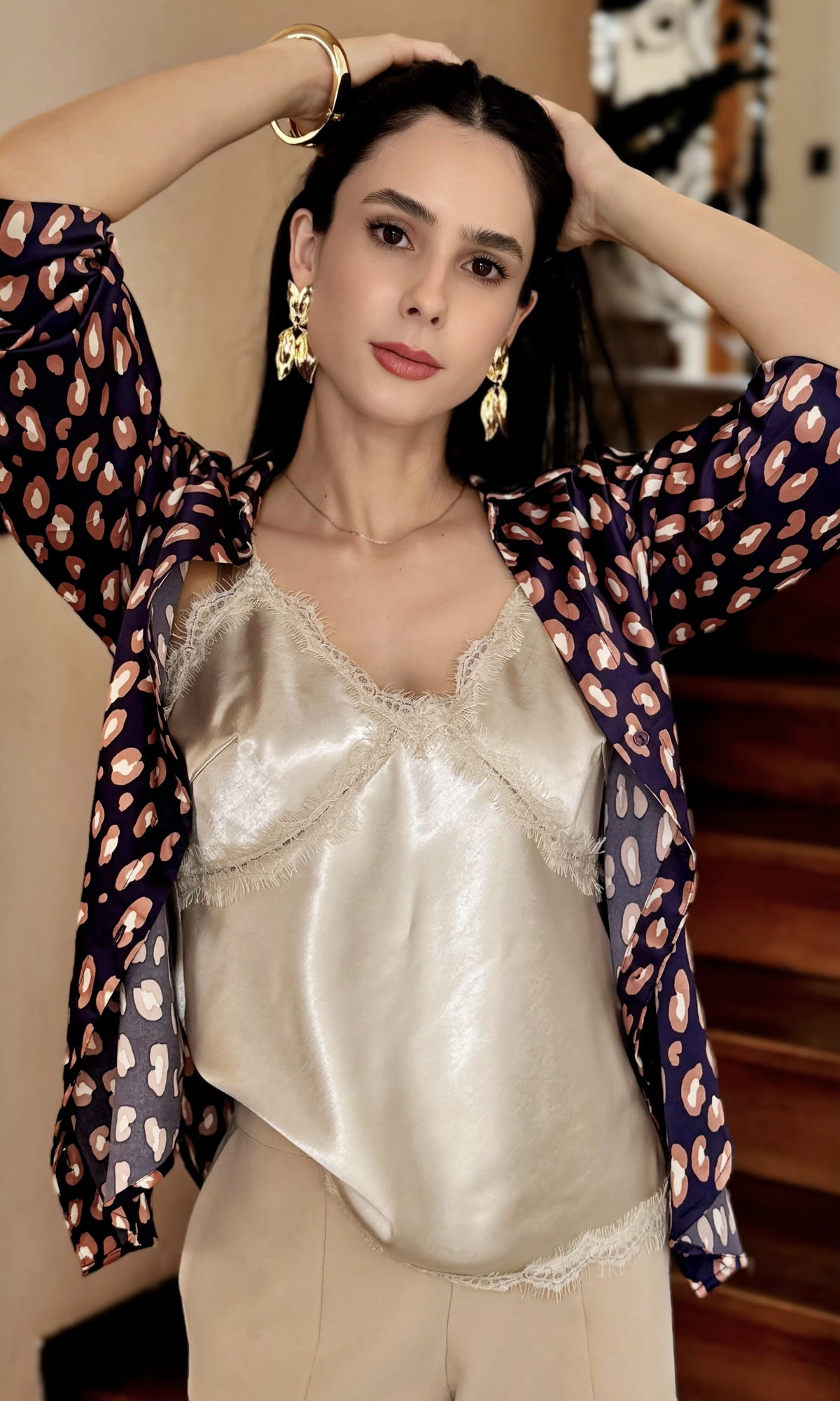 Top Lencero Encaje Beige