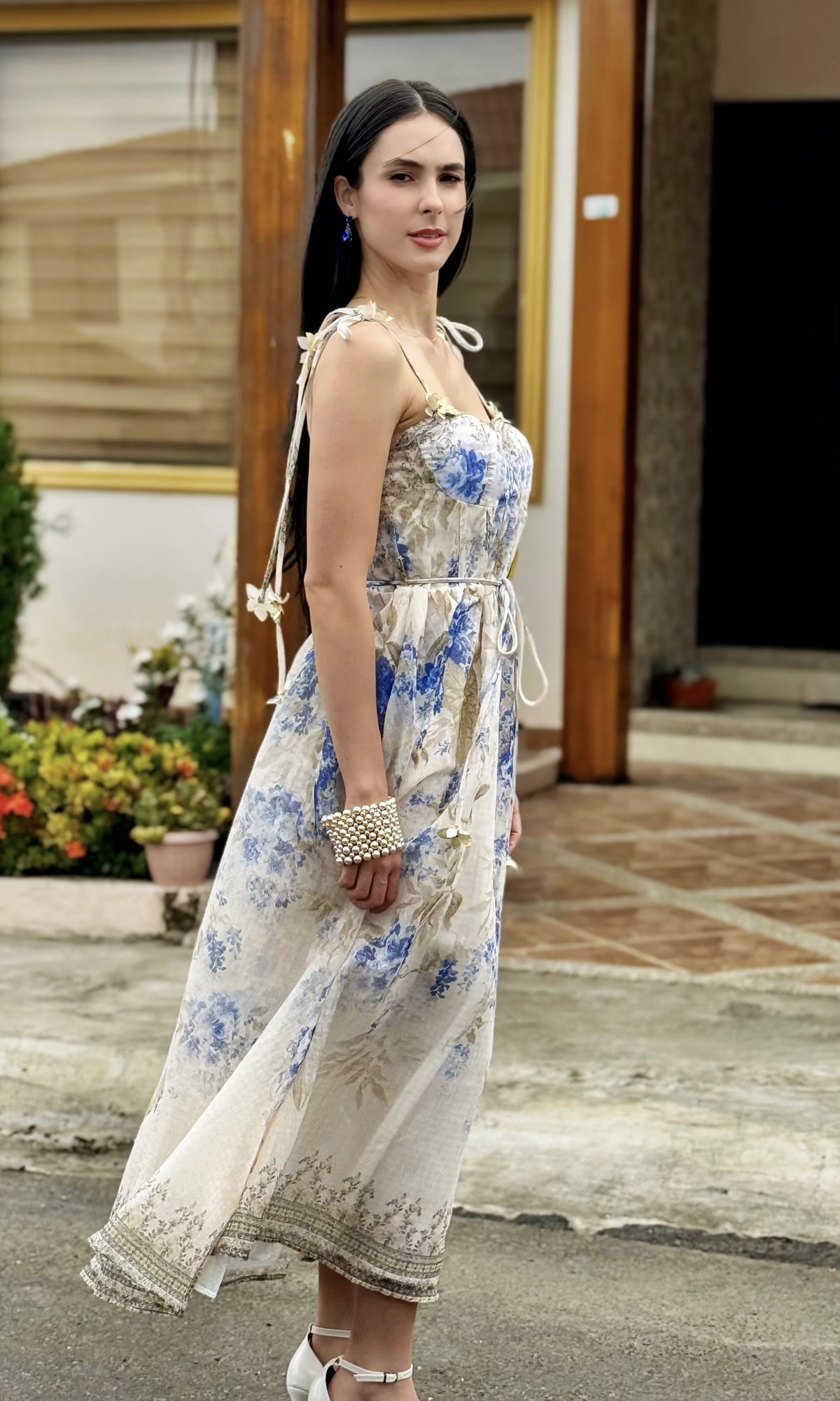 Vestido Organza Floral Estampado