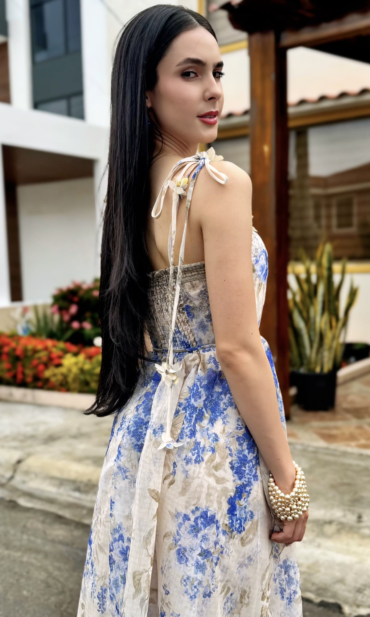 Vestido Organza Floral Estampado