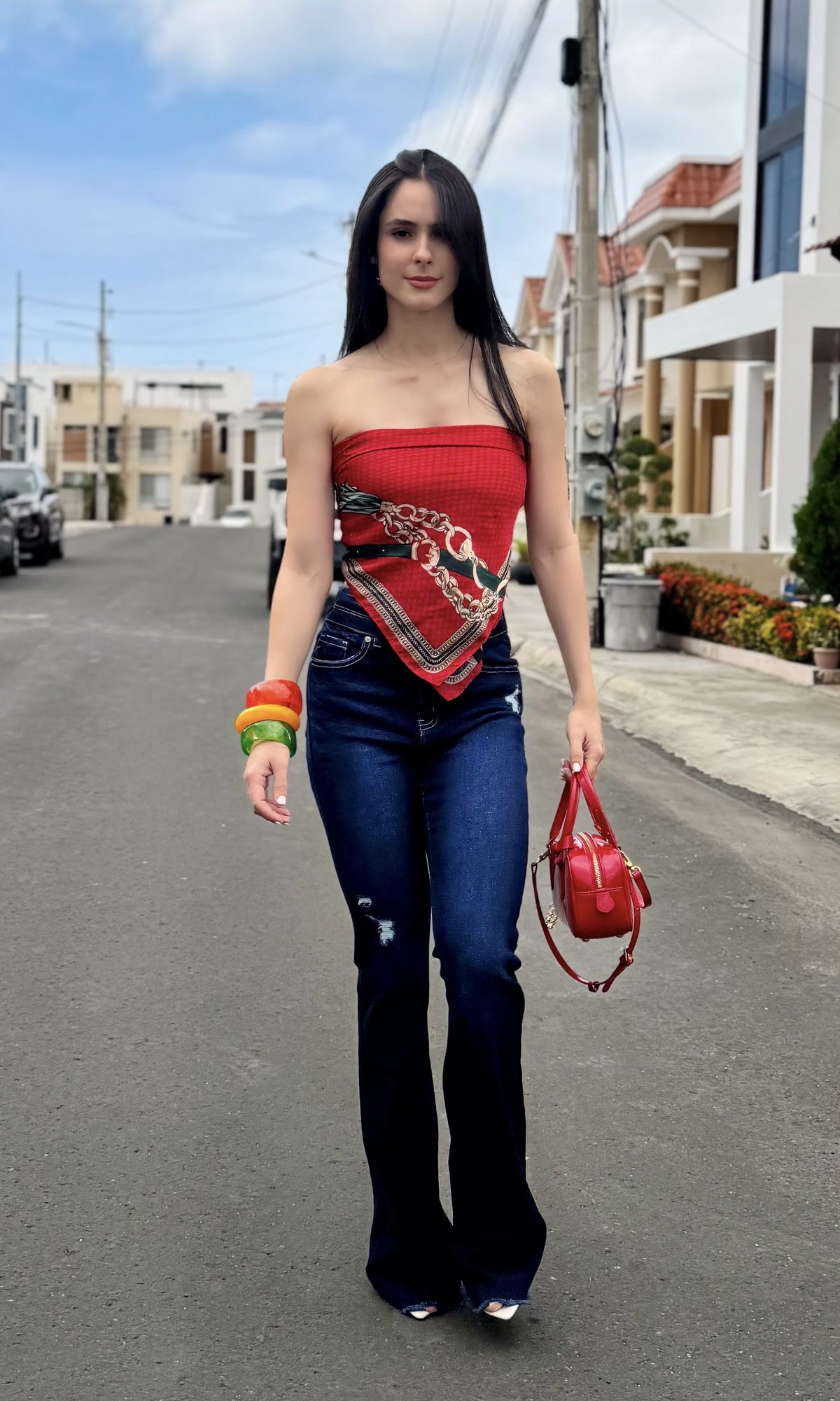 Pañoleta Estampada Rojo