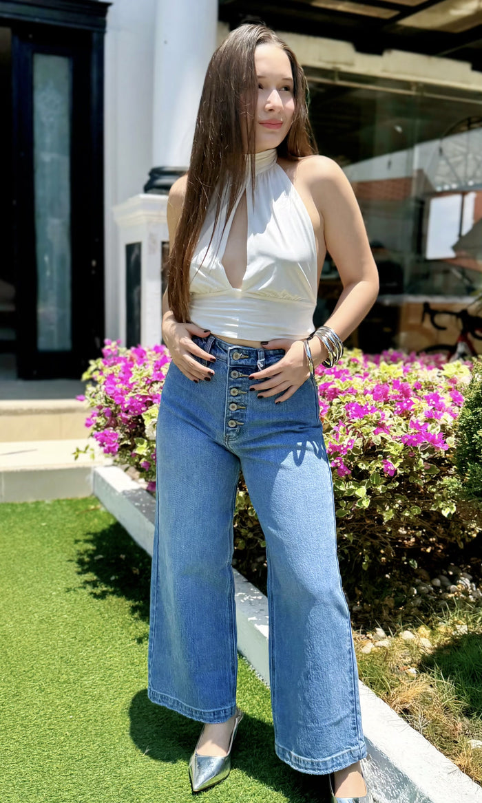 Top Halter Abertura Blanco