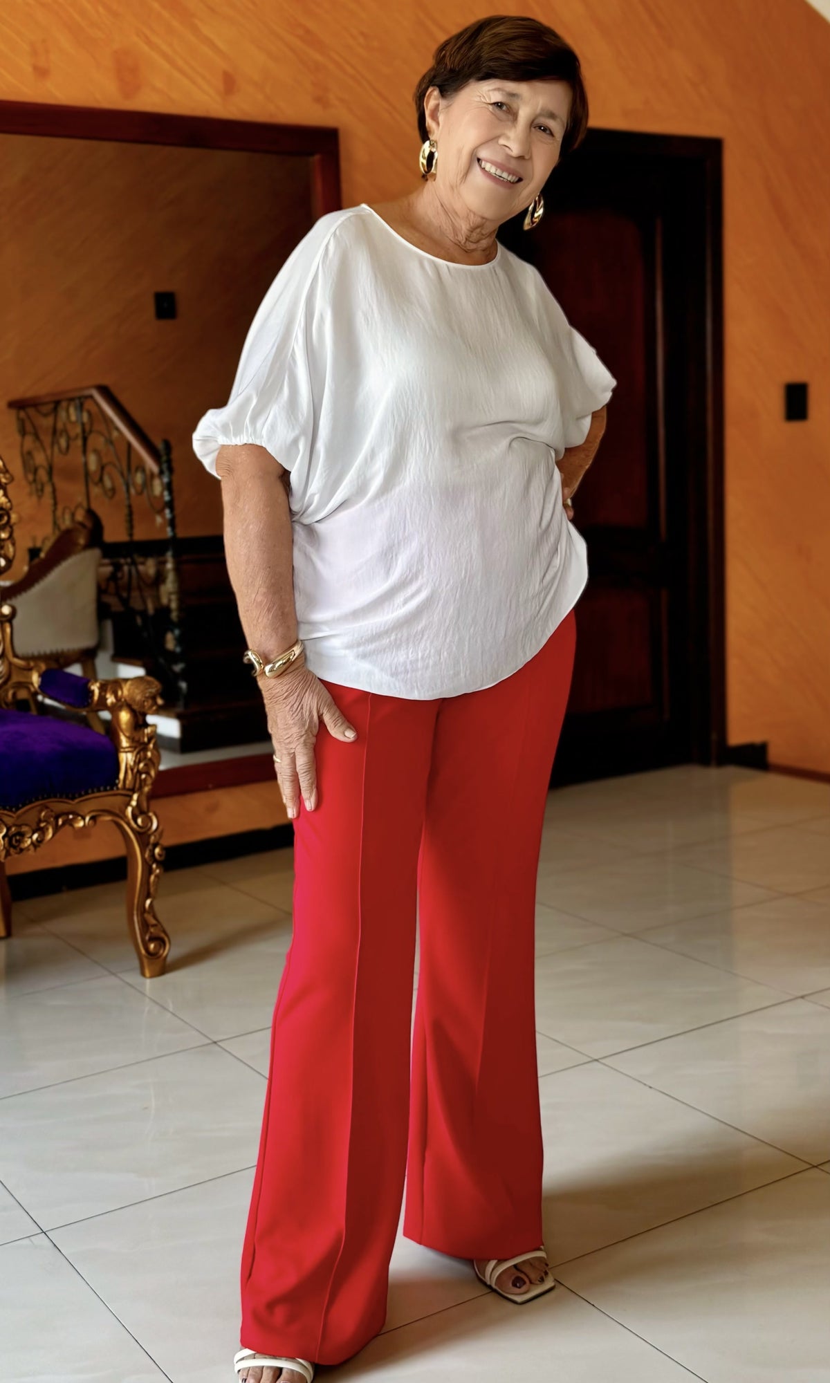 Pantalón Recto Elegante Rojo