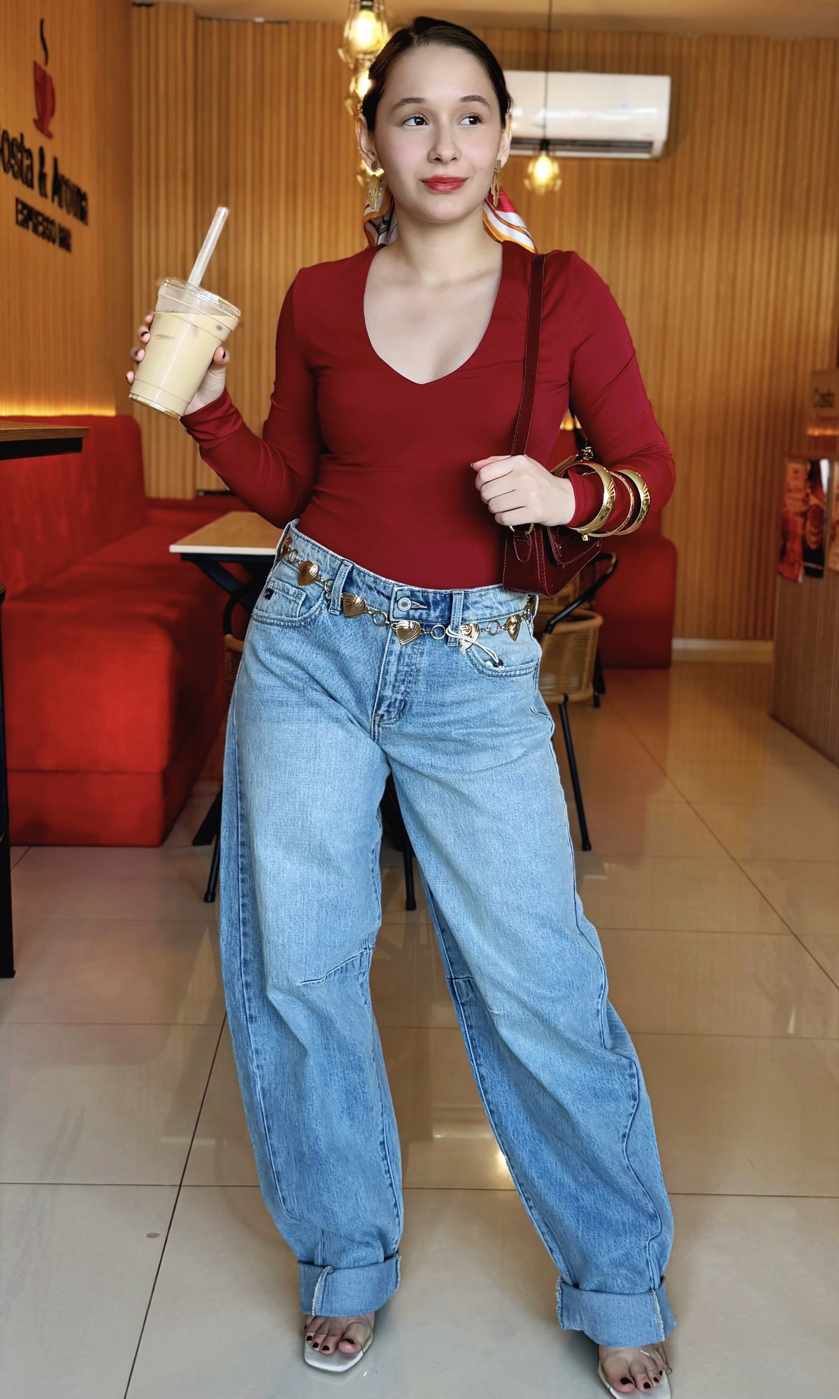 Body Manga Larga Rojo