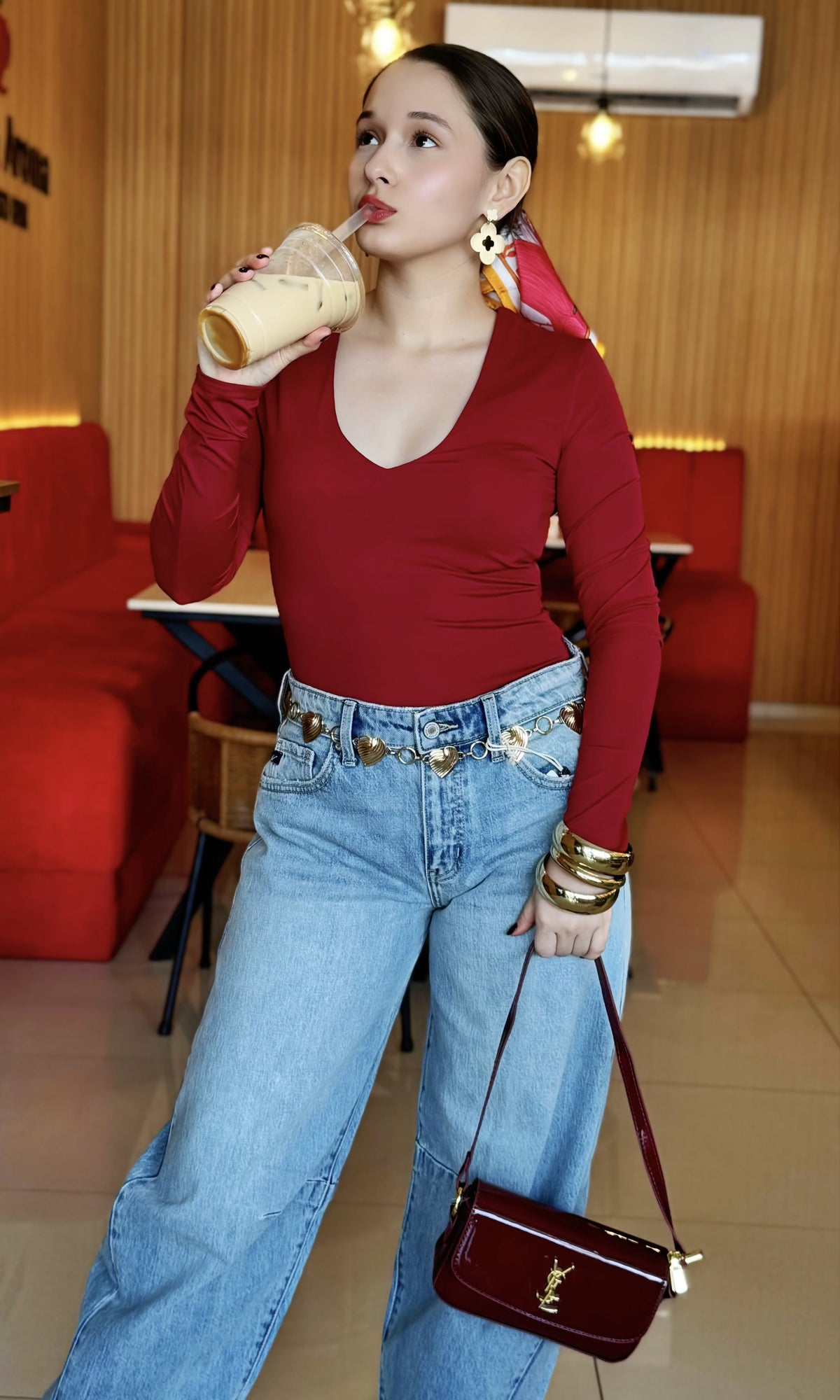 Body Manga Larga Rojo
