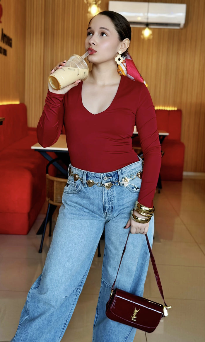 Body Manga Larga Rojo