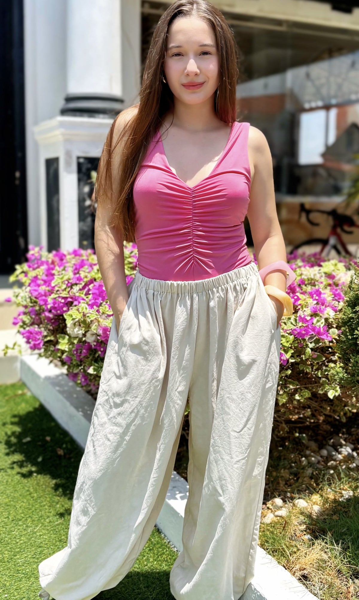 Pantalón Palazzo Satinado Blanco