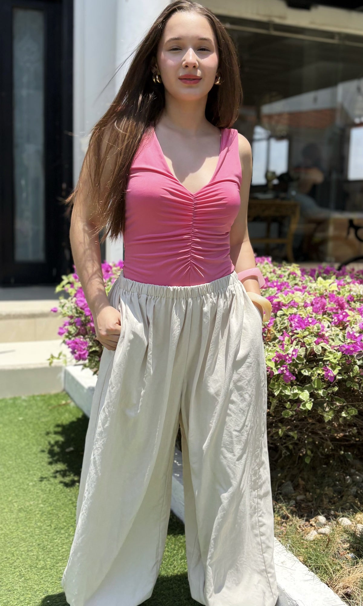 Pantalón Palazzo Satinado Blanco