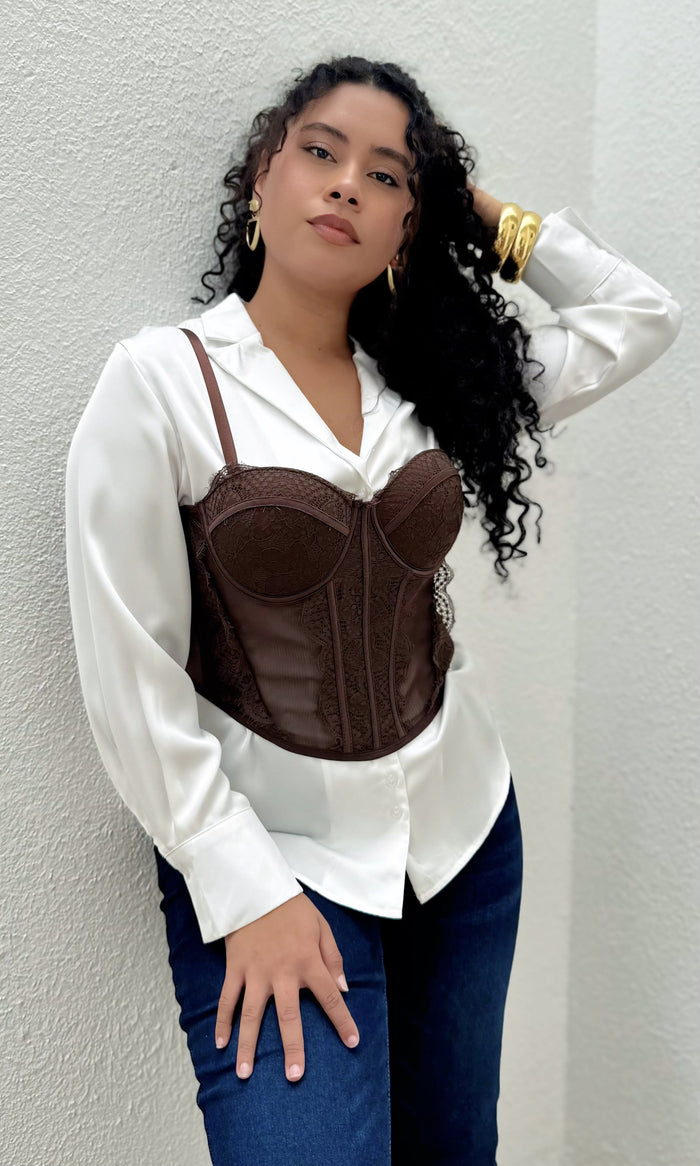 Camisa Satinada Suelta Blanco