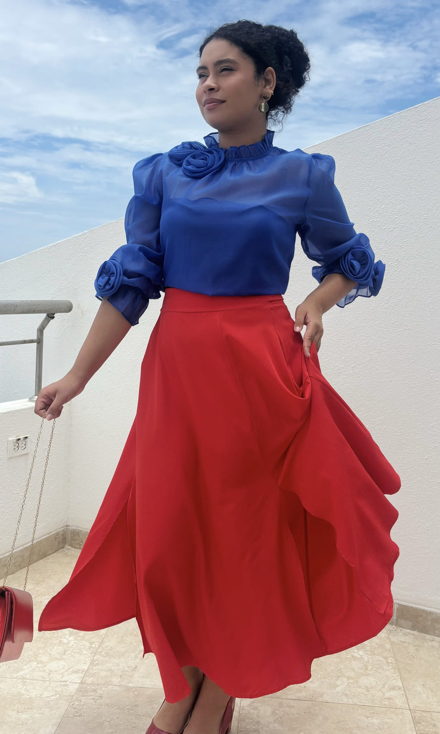 Falda Larga Vuelo Rojo