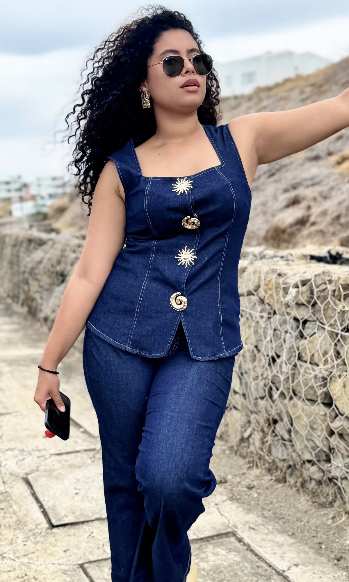 Conjunto Jean Botones Dorados Jean