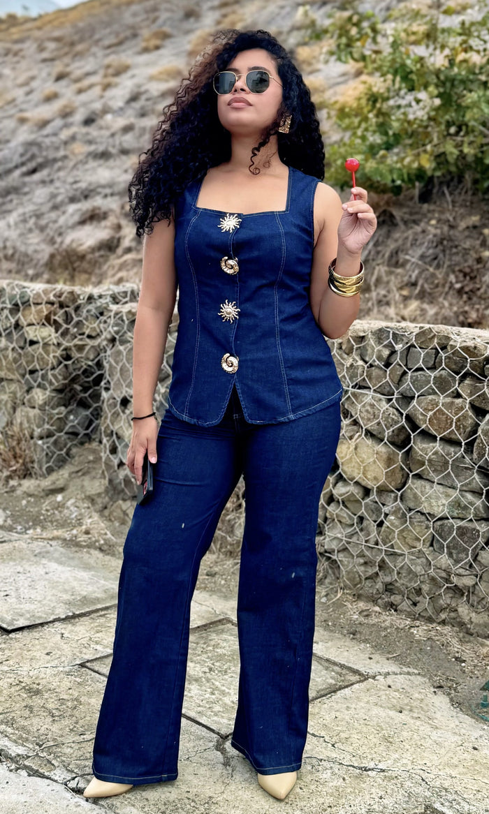 Conjunto Jean Botones Dorados Jean