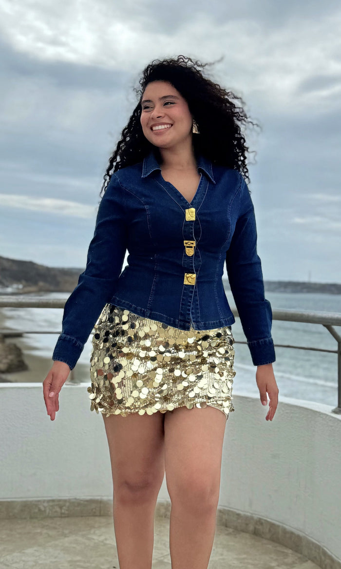 Blusa Jean Entallada Jean