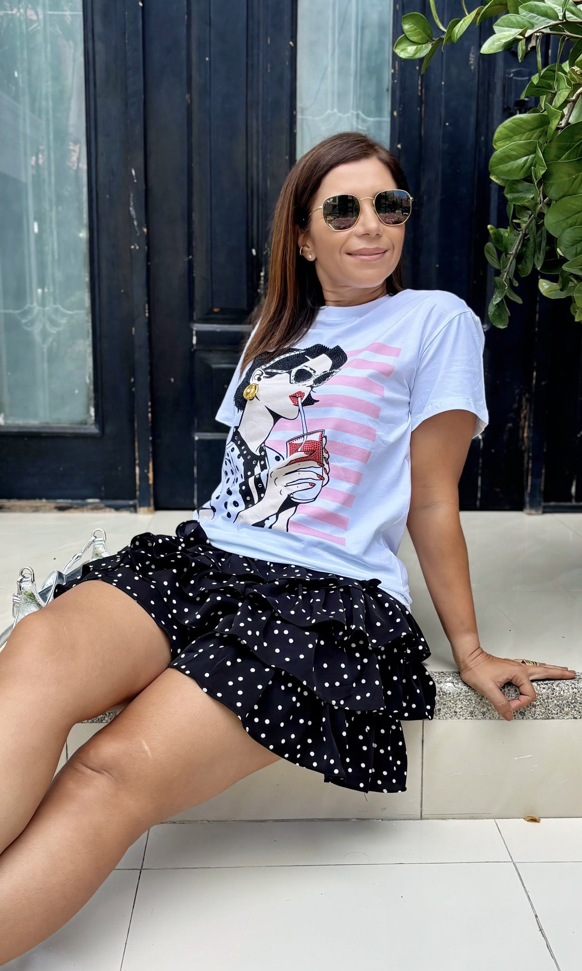 Camiseta Ilustración Chica Blanco