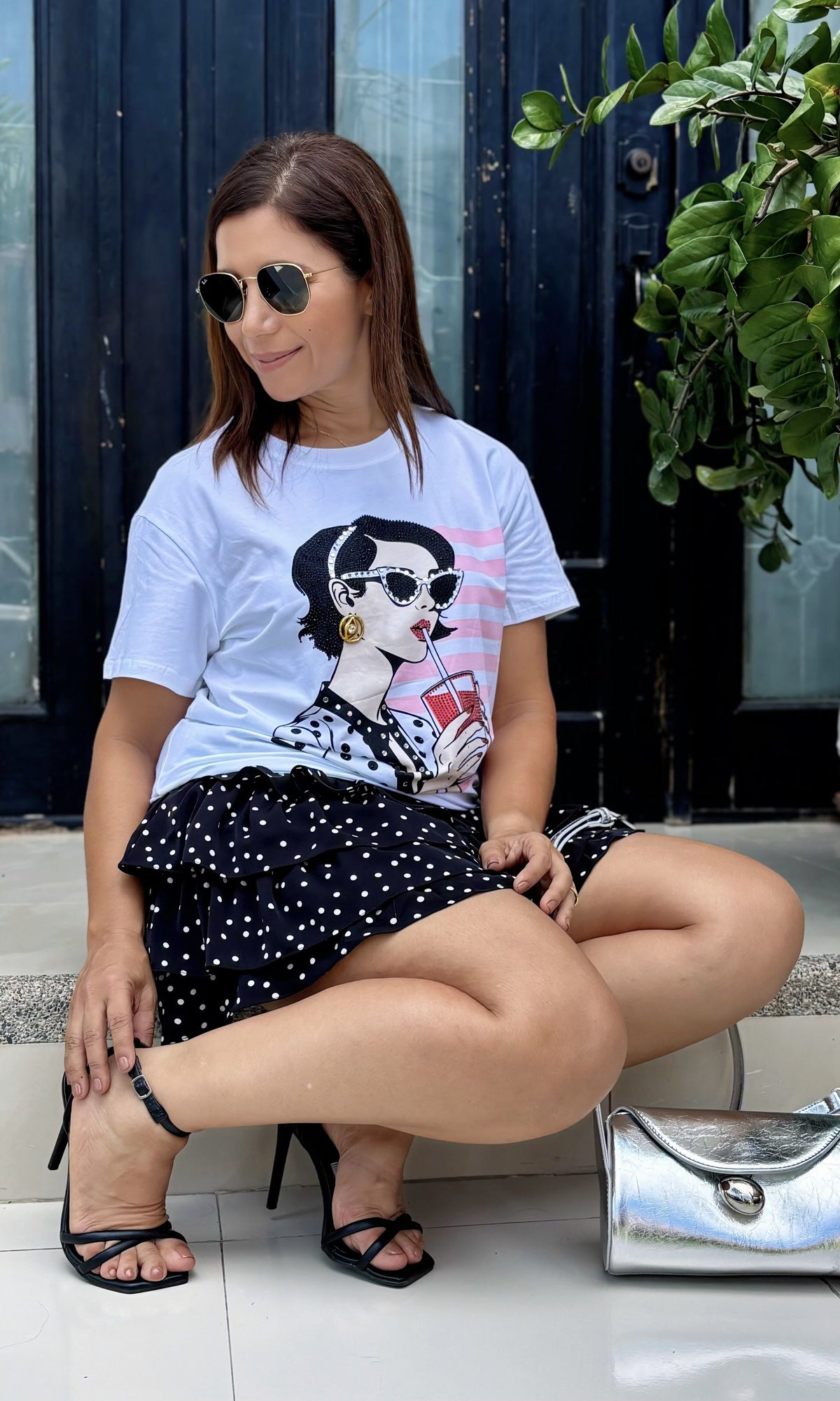 Camiseta Ilustración Chica Blanco