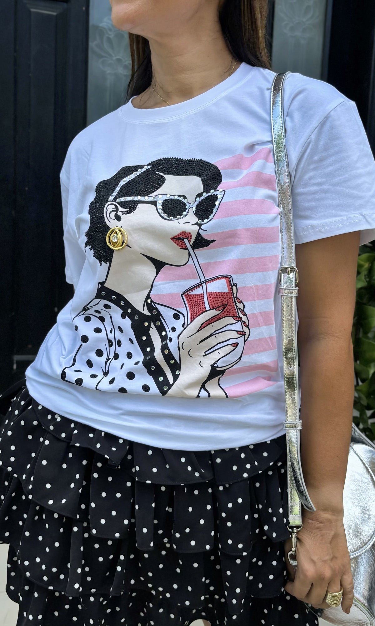 Camiseta Ilustración Chica Blanco