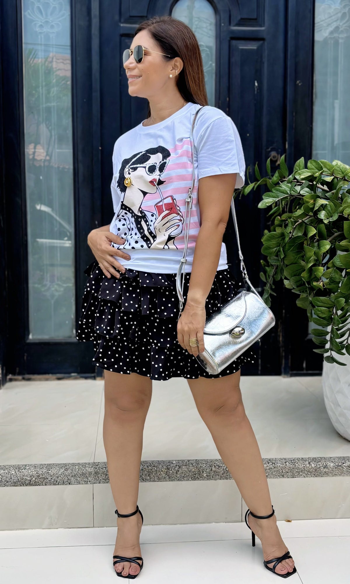 Camiseta Ilustración Chica Blanco