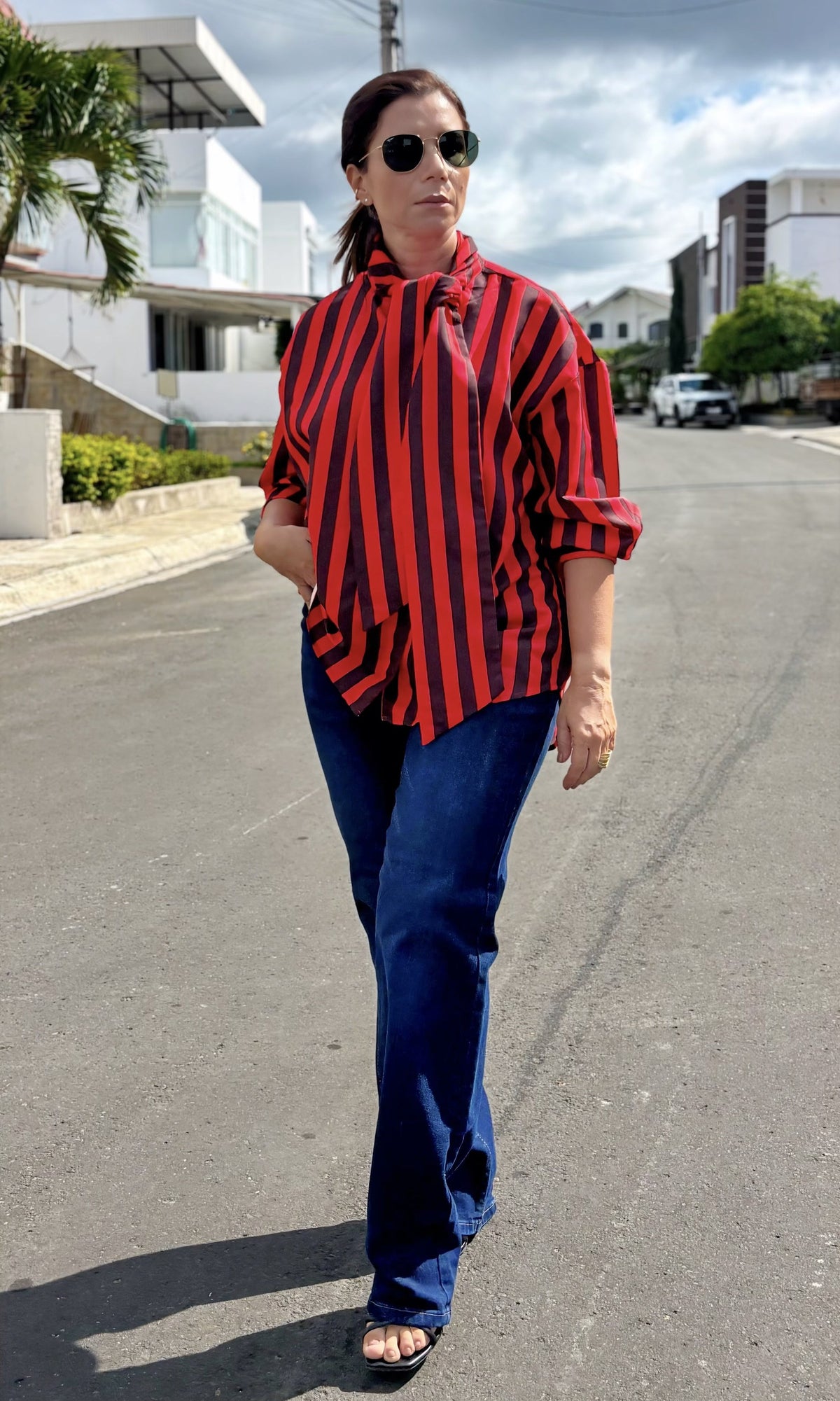 Camisa Rayas Lazo Rojo