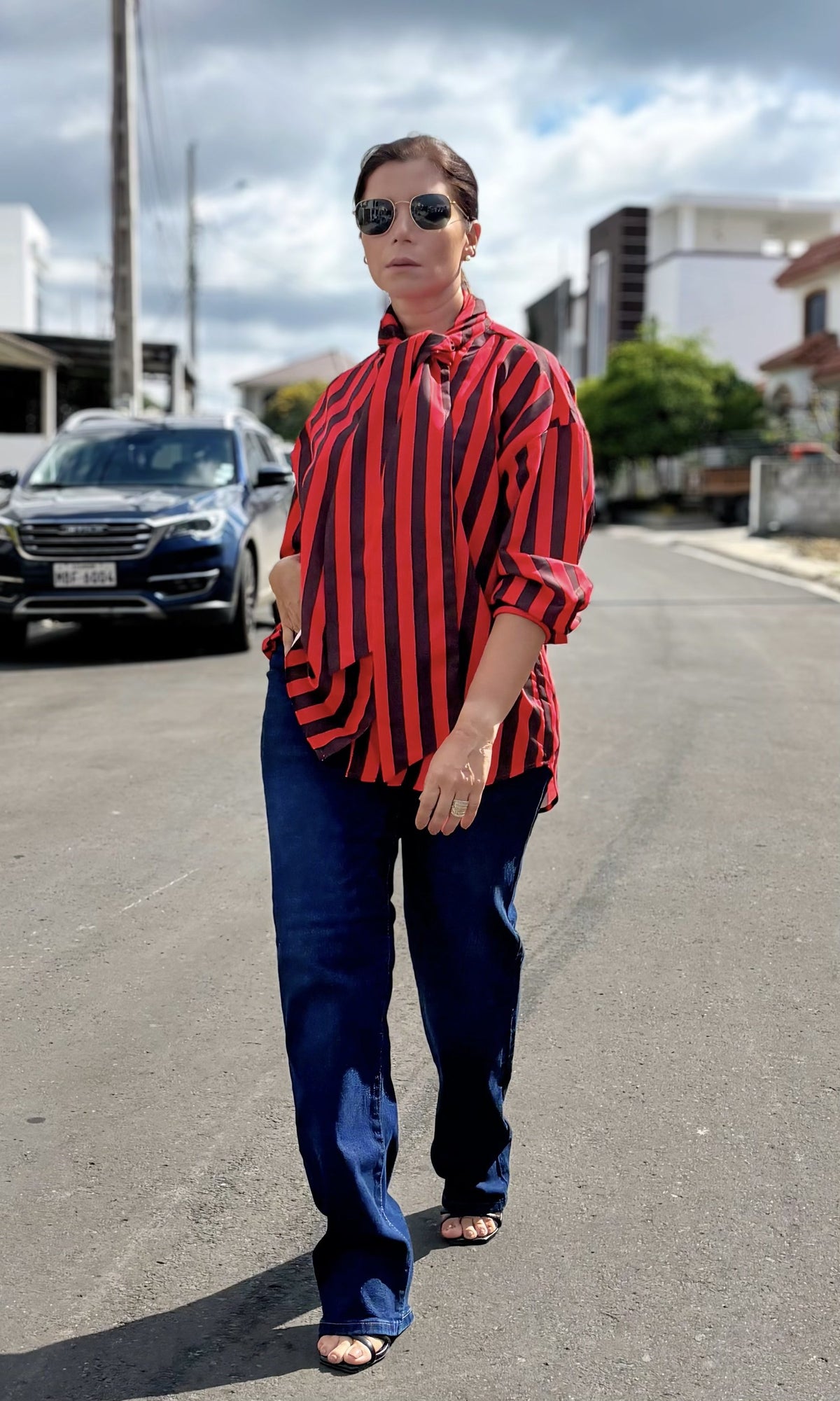 Camisa Rayas Lazo Rojo
