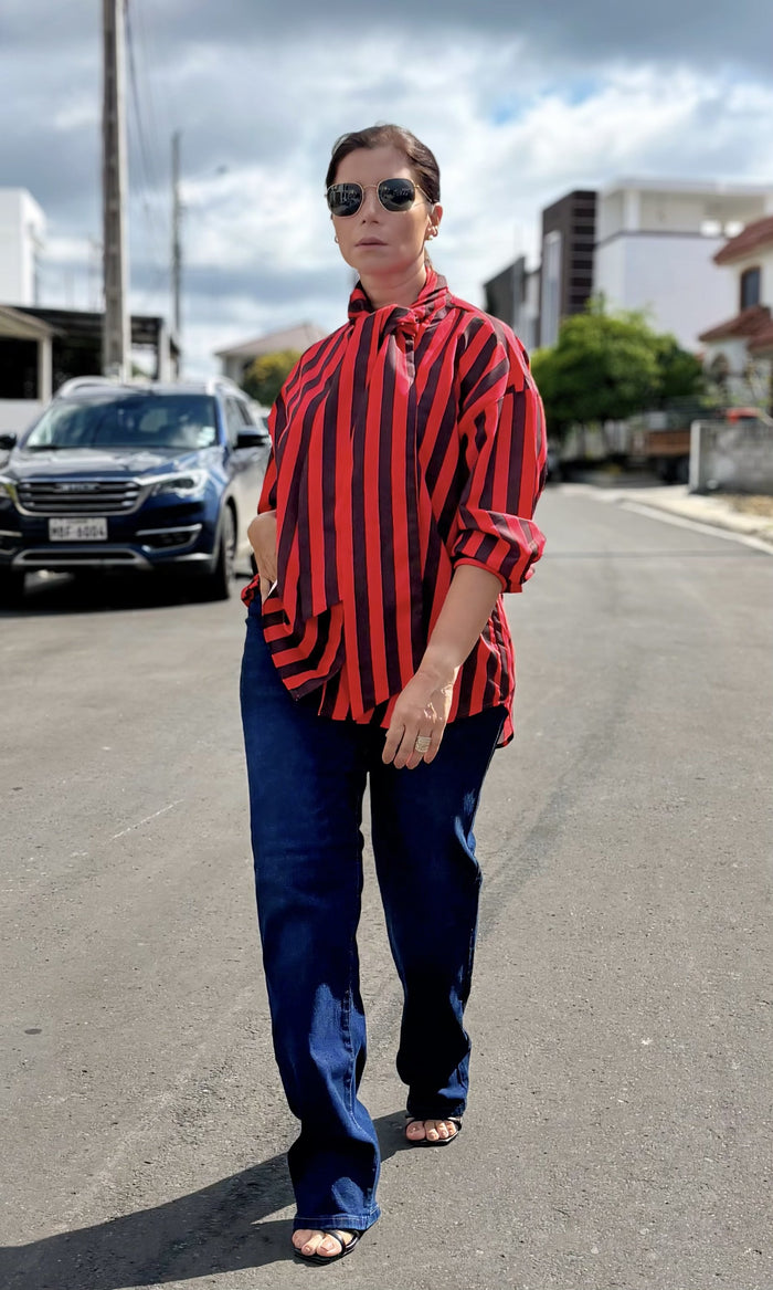 Camisa Rayas Lazo Rojo