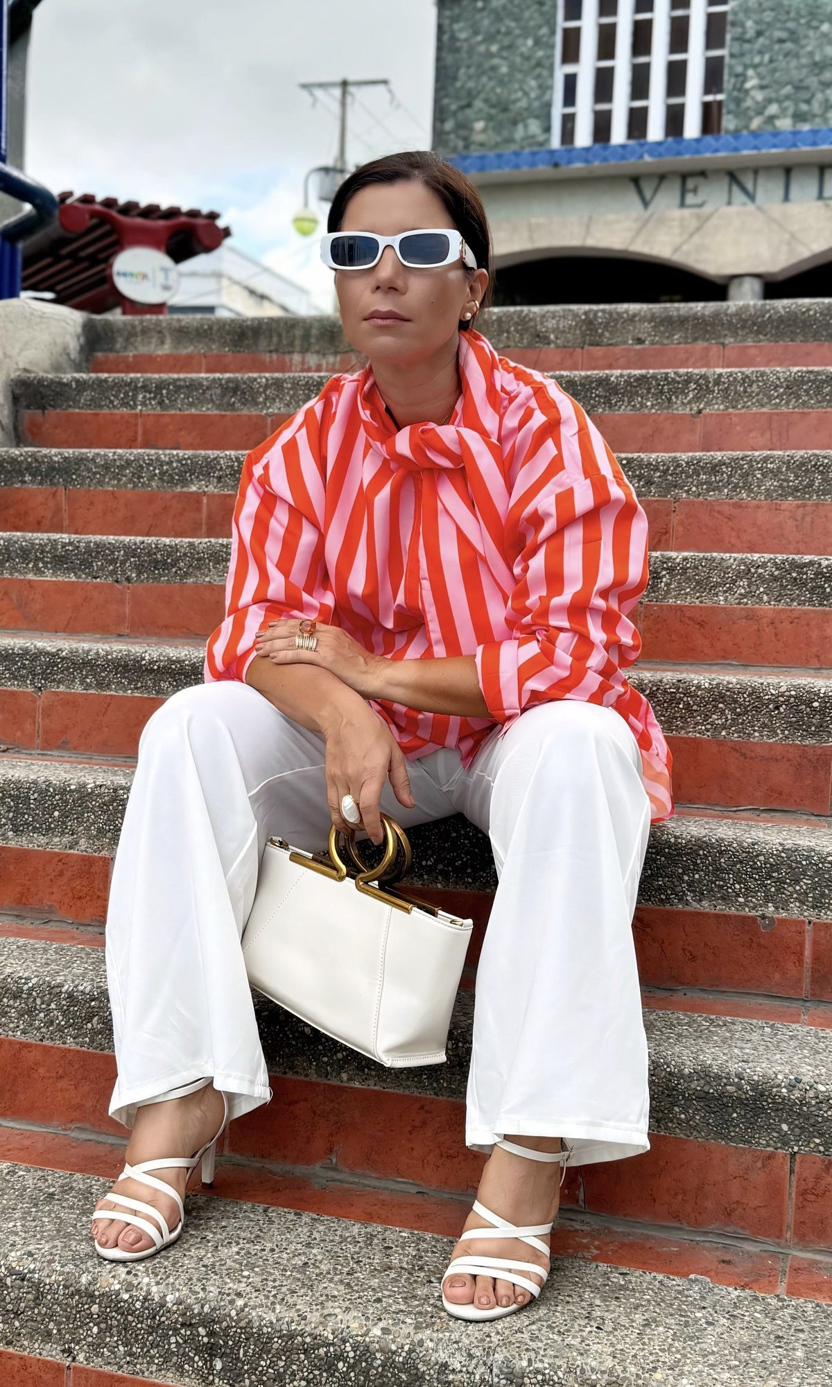 Camisa Rayas Lazo Naranja