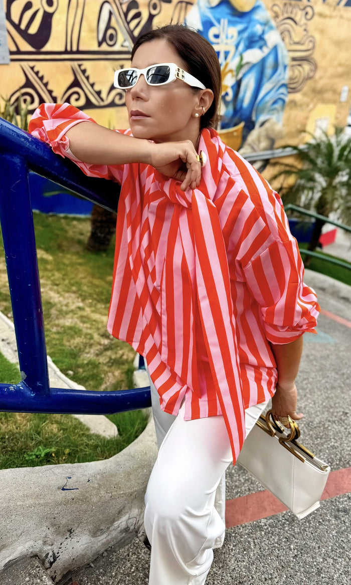 Camisa Rayas Lazo Naranja