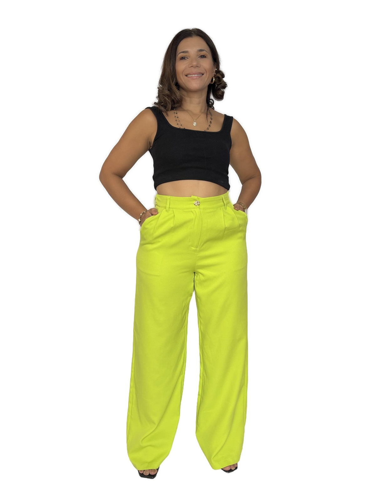 Pantalón Verde Limón Recto Verde