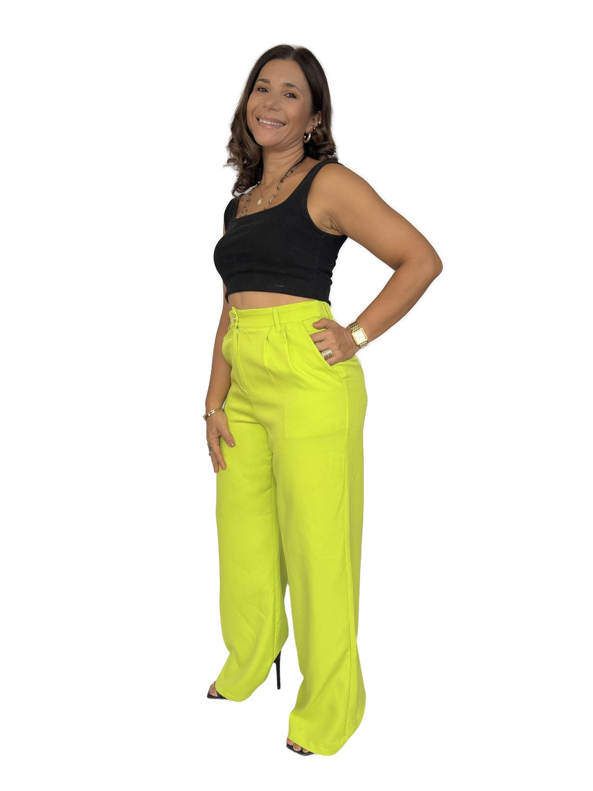 Pantalón Verde Limón Recto Verde