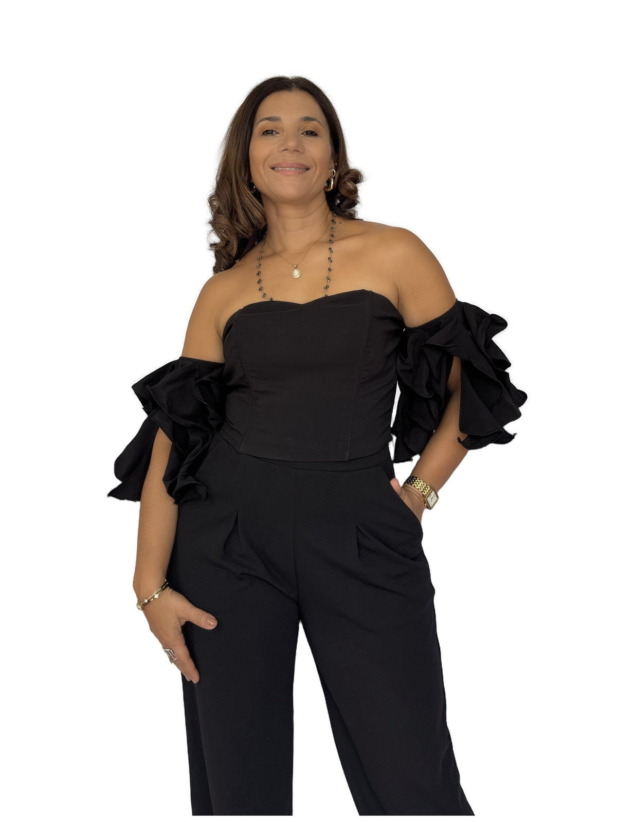 Blusa Negra Volantes Negro