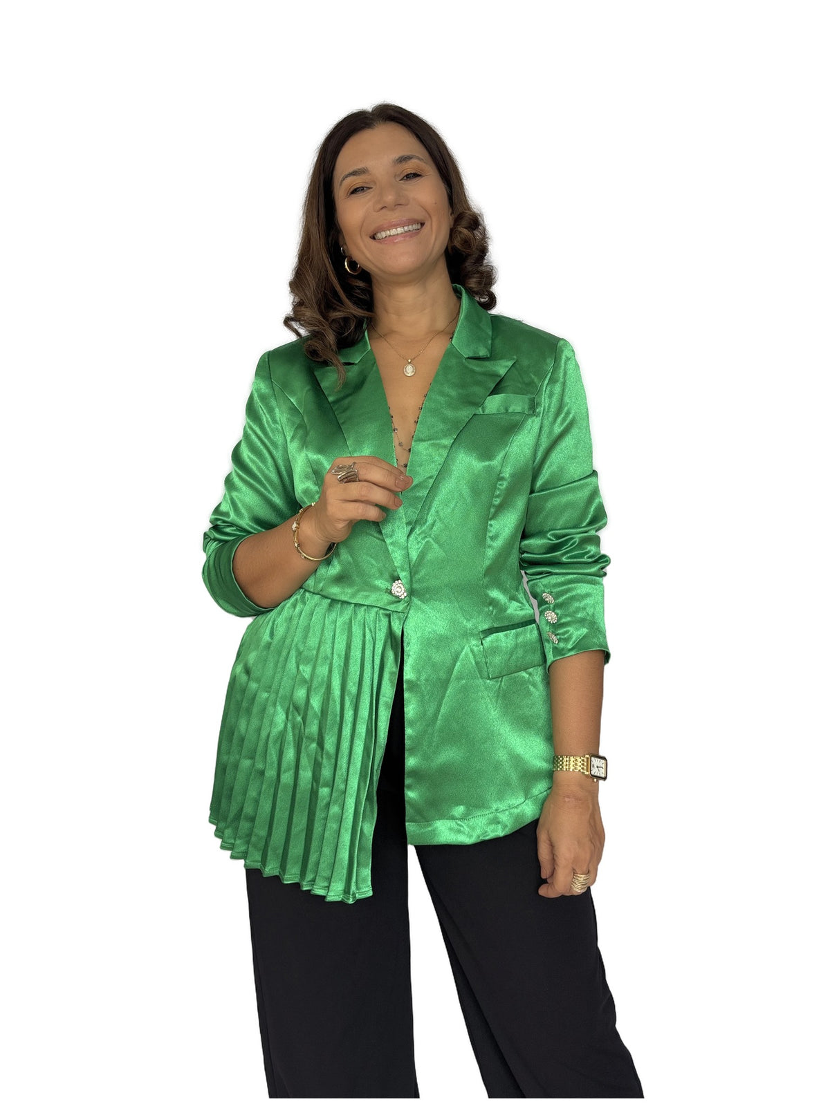 Blazer Verde Satinado Verde