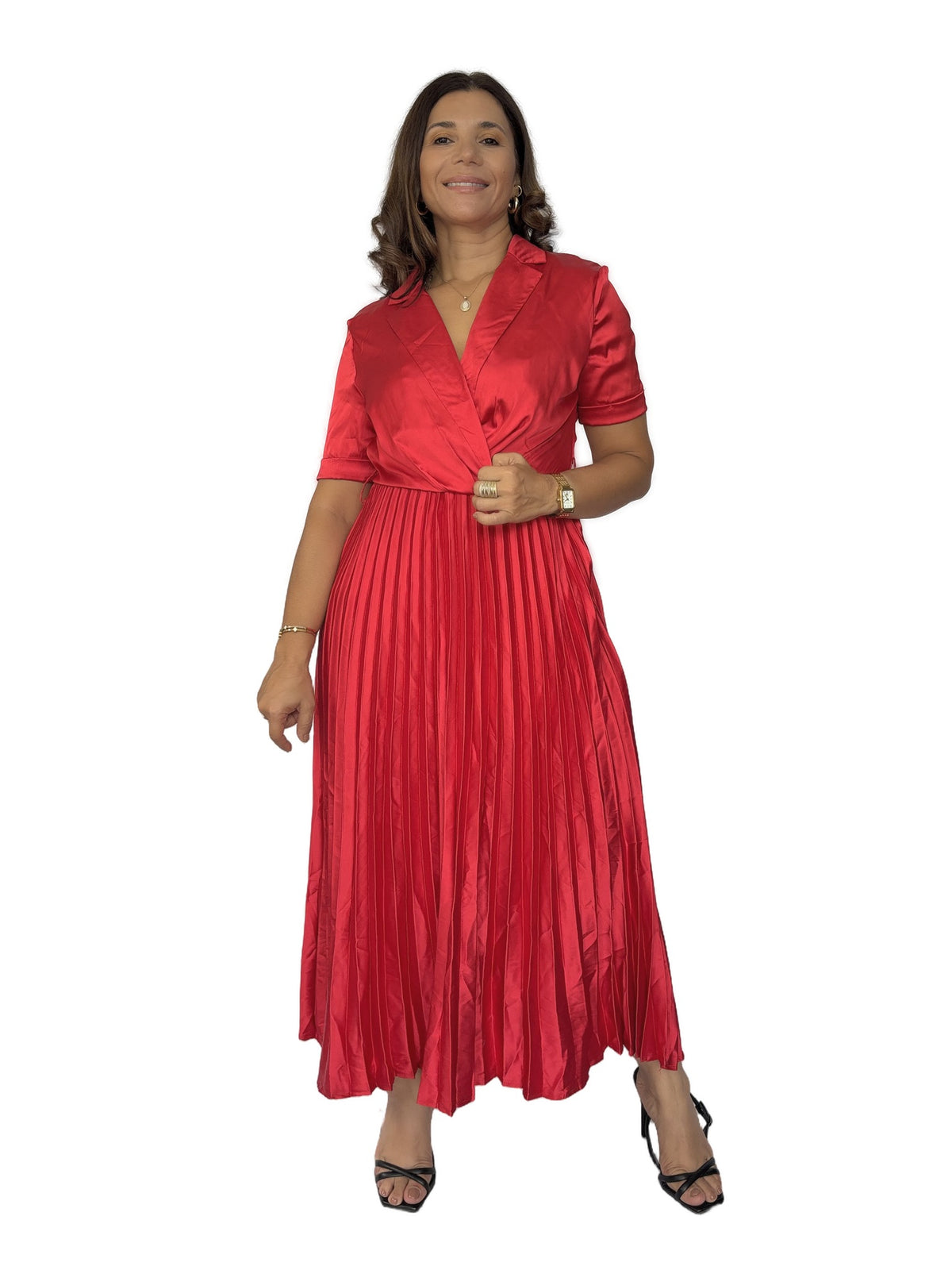 Vestido Rojo Plisado Rojo