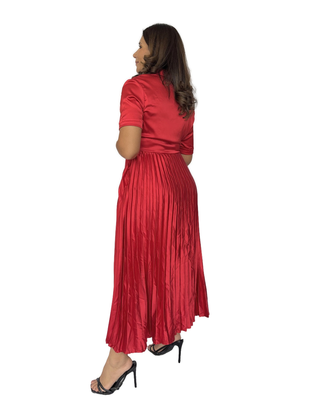 Vestido Rojo Plisado Rojo