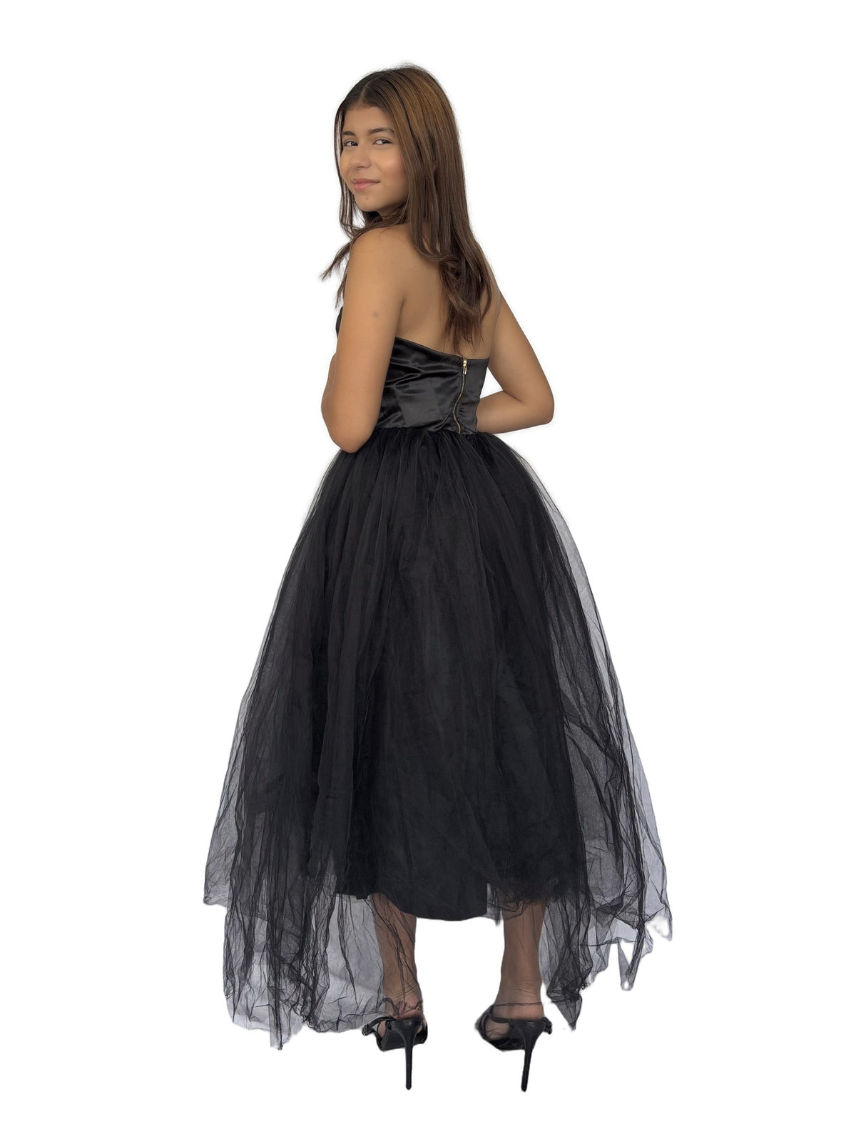 Vestido Corsé Tul Negro Negro