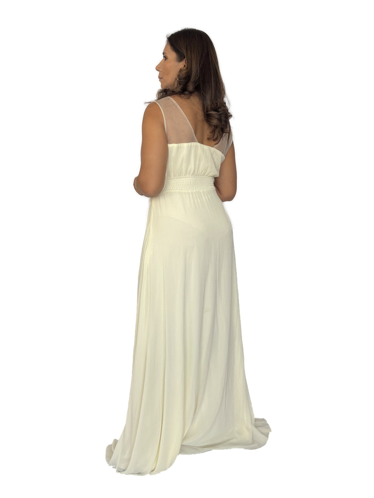 Vestido Gala Beige Bordado Beige